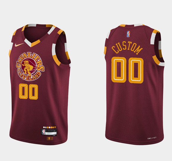 Men's Cleveland Cavaliers Active Player Custom Wine Red 2021/2022 75th Anniversary City Edition Swingman Stitched Jersey
